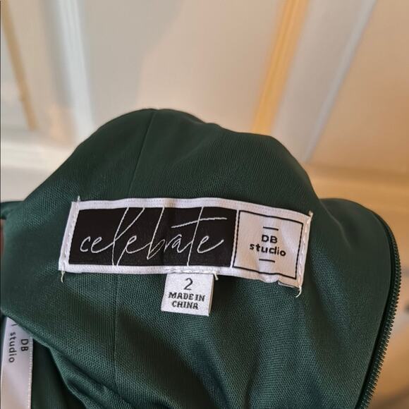 David's Bridal Celebrate DB Studio High-Neck Mesh Dress Juniper Green size 2 NWT - Picture 10 of 11